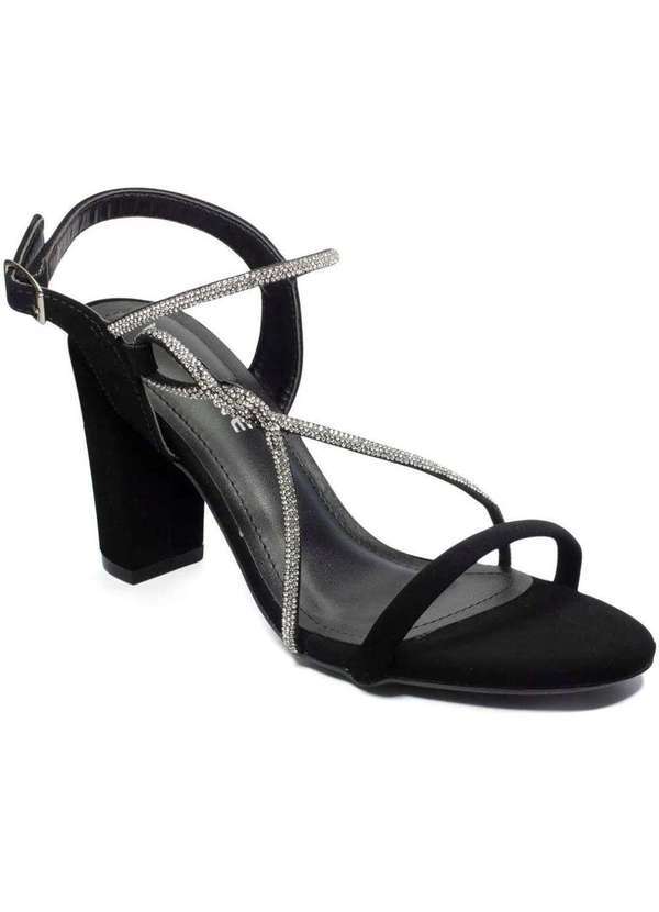 Via Marte - Sandalia Via Marte Salto Grosso Nobuck Feminina Preto