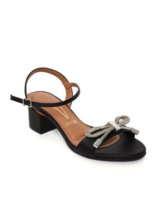 Vizzano - Sandalia Vizzano Laco Strass Salto Bloco - Preto Preto