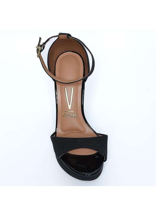 Vizzano - Sandalia Vizzano Meia Pata Gliter Salto Grosso Feminina - Preto Preto 3