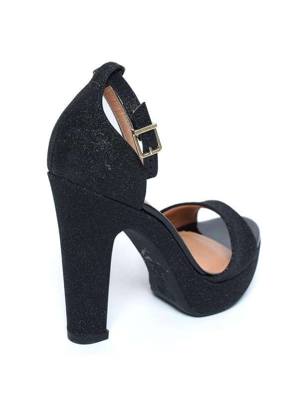 Vizzano - Sandalia Vizzano Meia Pata Gliter Salto Grosso Feminina - Preto Preto 4