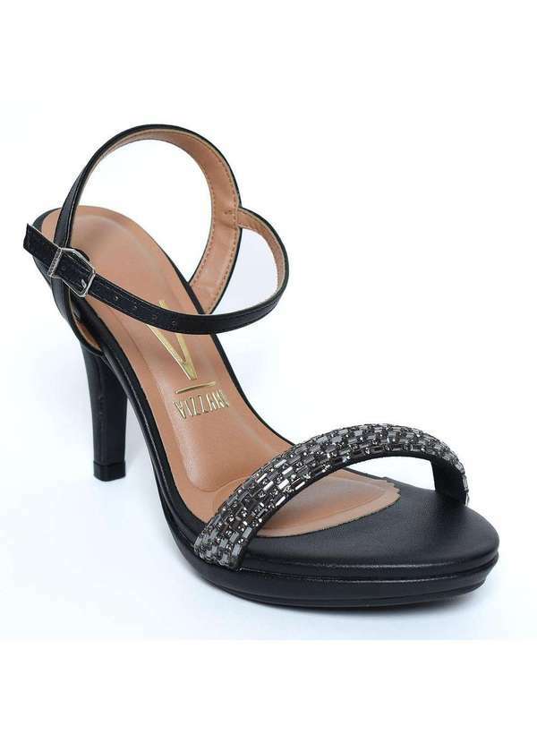 Vizzano - Sandalia Vizzano Meia Pata Tira Cristais - Preto Preto