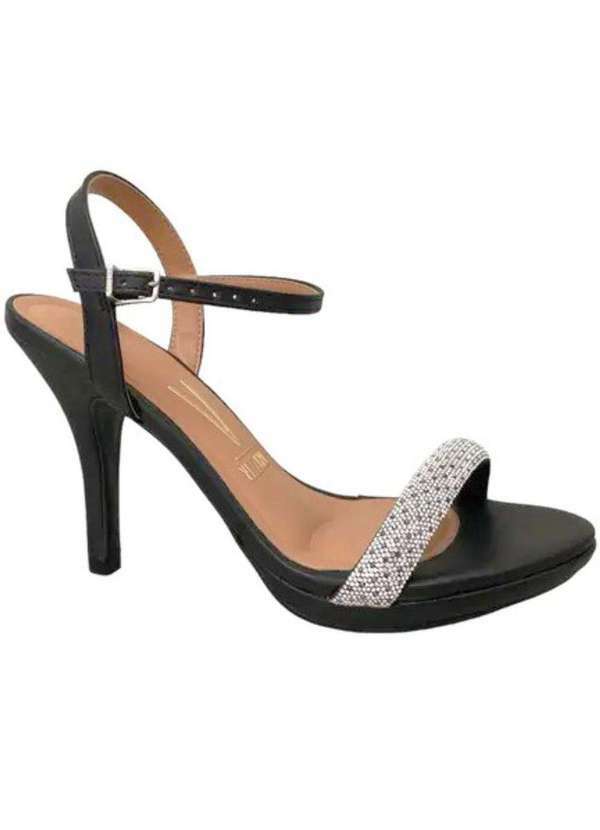 Vizzano - Sandalia Vizzano Meia Pata Tira Strass Preto