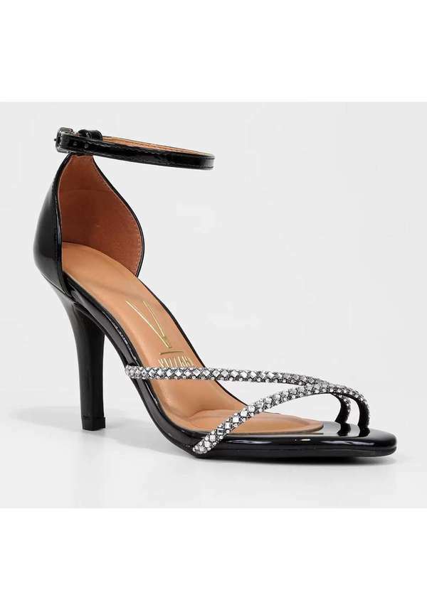 Vizzano - Sandalia Vizzano Pedraria Salto Alto Feminina - Preto e Prata Preto
