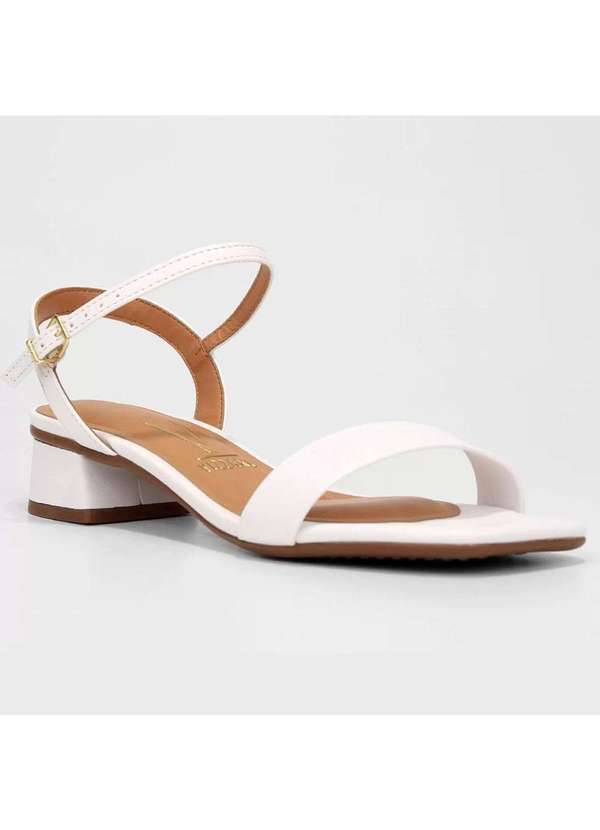 Vizzano - Sandalia Vizzano Salto Bloco Baixo Casual Feminina Branco