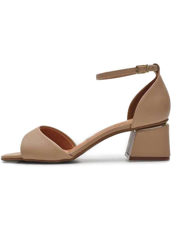 Vizzano - Sandalia Vizzano Salto Bloco Detalhe Dourado Bege 2