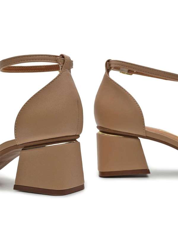 Vizzano - Sandalia Vizzano Salto Bloco Detalhe Dourado Bege 5
