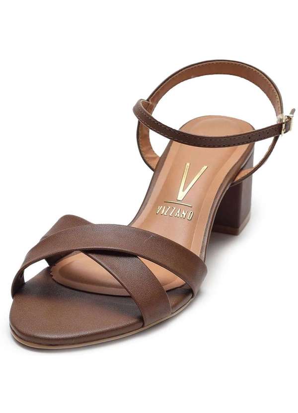 Vizzano - Sandalia Vizzano Salto Bloco Medio Feminina Marrom