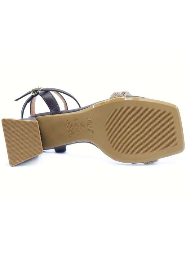 Vizzano - Sandalia Vizzano Salto Bloco Strass Feminina Marrom 10