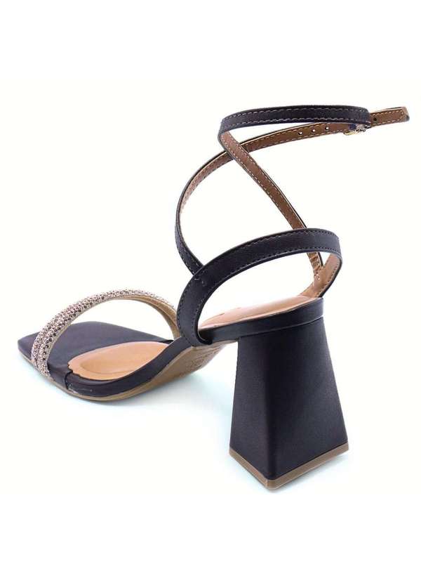 Vizzano - Sandalia Vizzano Salto Bloco Strass Feminina Marrom 4