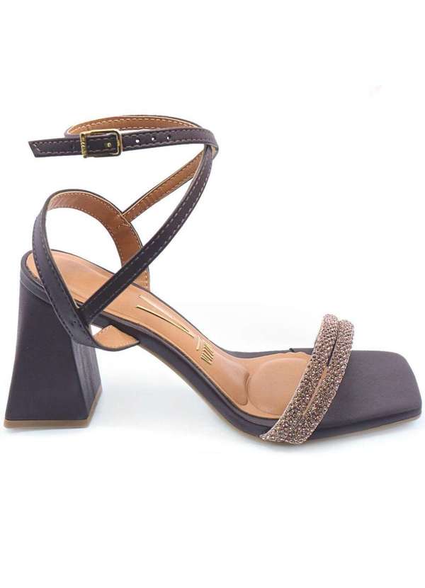 Vizzano - Sandalia Vizzano Salto Bloco Strass Feminina Marrom 7