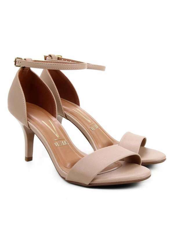 Vizzano - Sandalia Vizzano Salto Medio Fino Tira Feminina - Bege Bege