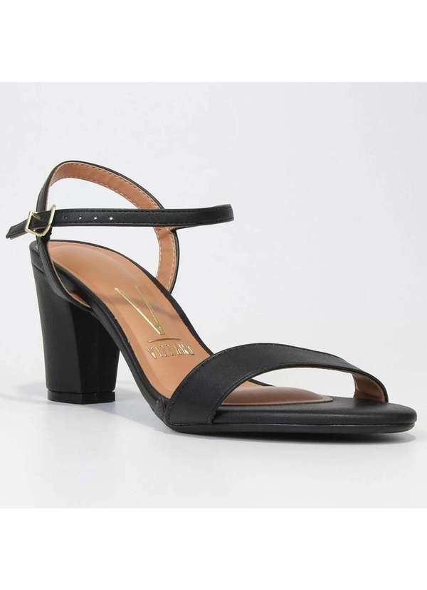 Vizzano - Sandalia Vizzano Salto Medio Grosso Tira Feminina - Preto Preto