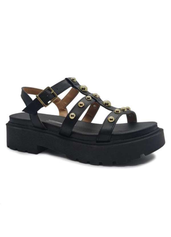 Vizzano - Sandalia Vizzano Spikes Flatform Feminina - Preto Preto