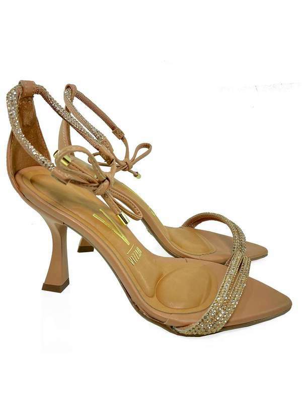 Vizzano - Sandalia Vizzano Strass de Amarrar Feminina Nude