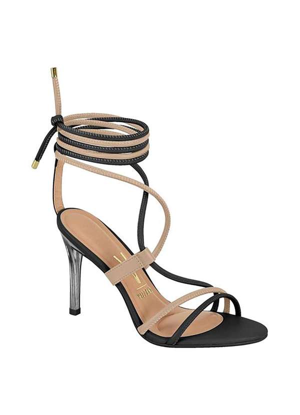 Vizzano - Sandalia Vizzano Tiras Bicolor de Amarrar Preto