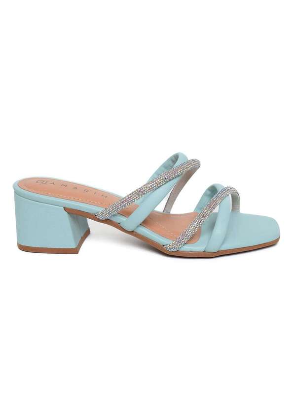 Ramarim - Tamanco Ramarim Tiras Strass Salto Bloco Azul 2
