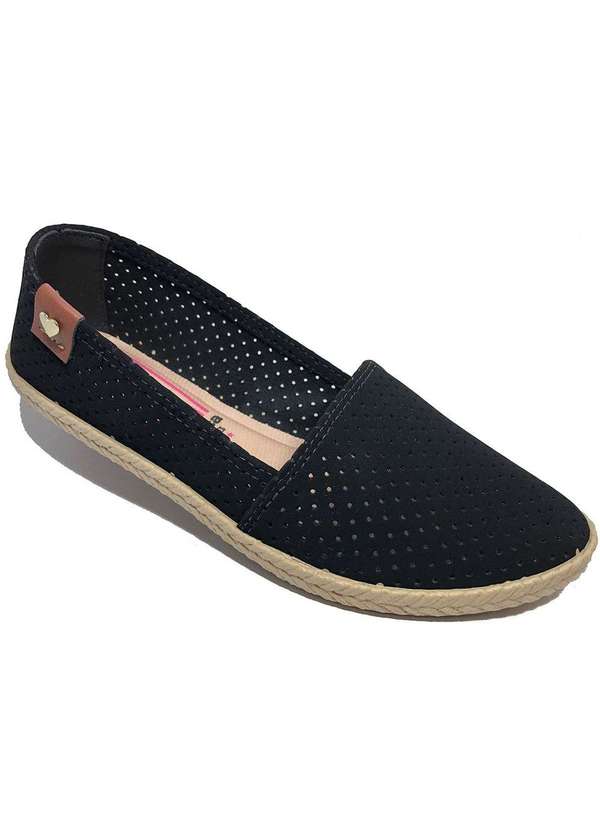 Moleca - Alpargata Moleca Nobuck Microperfuros Feminina - Preto Preto