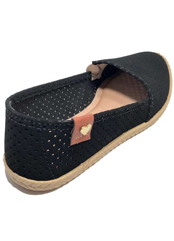 Moleca - Alpargata Moleca Nobuck Microperfuros Feminina - Preto Preto 4