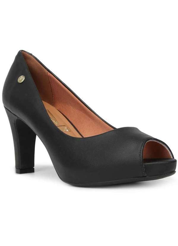 Vizzano - Peep Toe Vizzano Meia Pata Embutida Salto Alto Feminino Preto