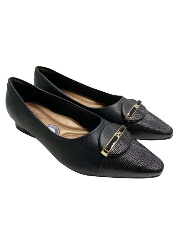 Piccadilly - Sapato Piccadilly Bico Fino Salto Baixo Feminino Preto