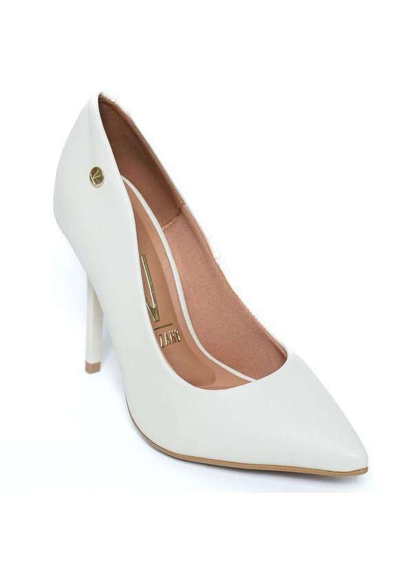 Vizzano - Scarpin Vizzano Bico Fino Salto Alto Feminino - Branco Off Branco