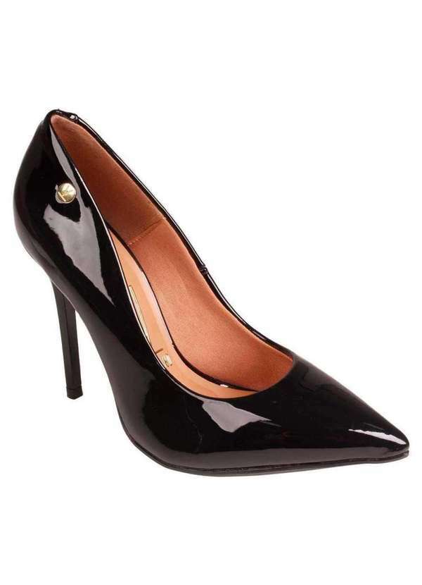Vizzano - Scarpin Vizzano Bico Fino Salto Alto Verniz Feminino Preto