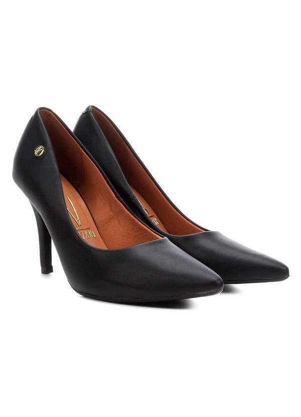 Vizzano - Scarpin Vizzano Pelica Salto Alto Bico Fino Preto