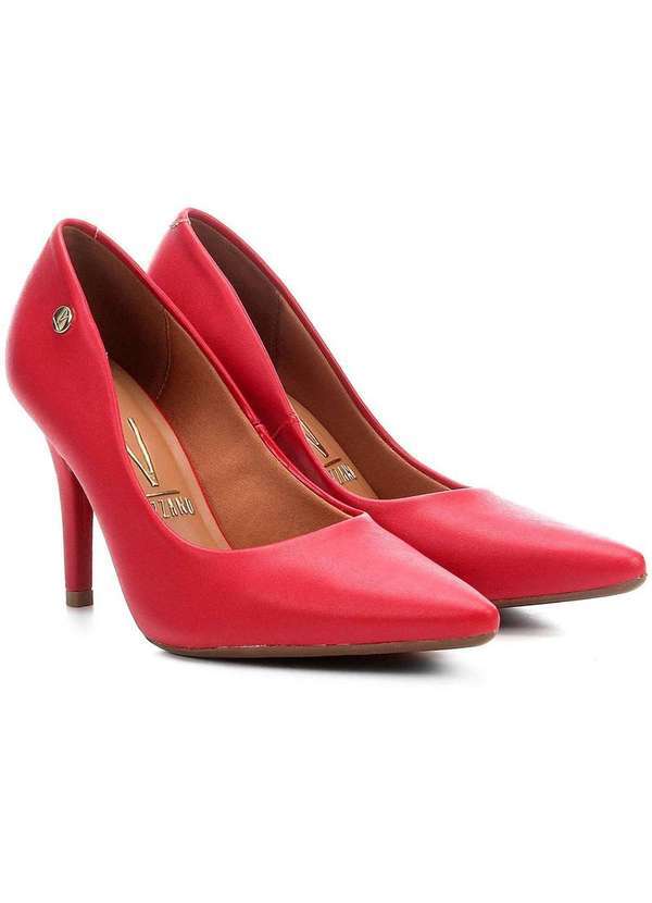 Vizzano - Scarpin Vizzano Salto Alto Bico Fino Fosco Vermelho