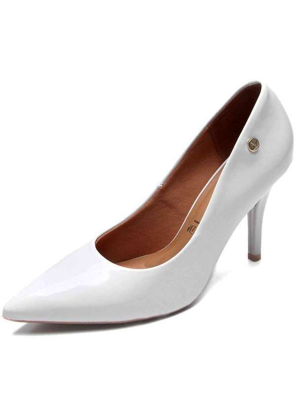 Vizzano - Scarpin Vizzano Salto Alto Bico Fino Verniz Branco