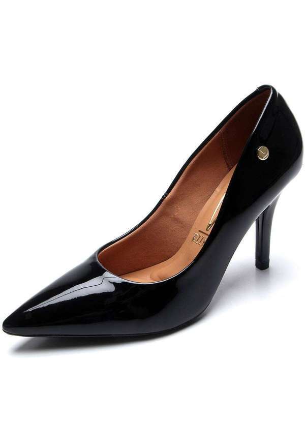 Vizzano - Scarpin Vizzano Salto Alto Bico Fino Verniz Preto