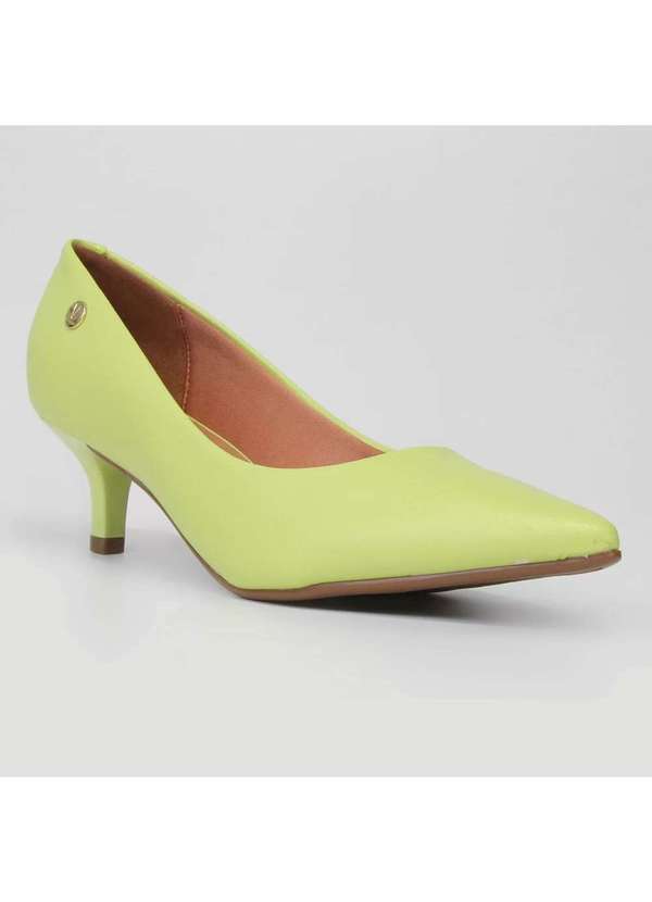Vizzano - Scarpin Vizzano Salto Baixo Basico Bico Fino Feminino - Verde Verde
