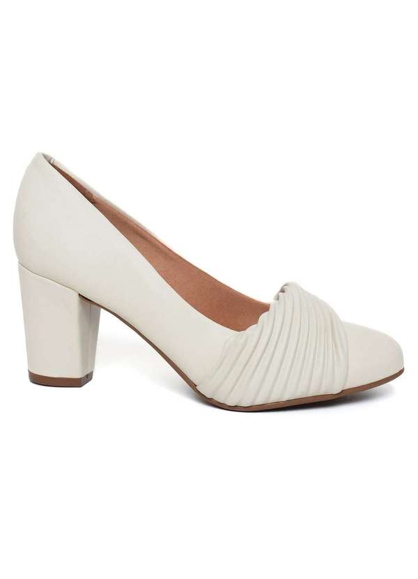 Vizzano - Scarpin Vizzano Salto Bloco Medio Strech Branco 2