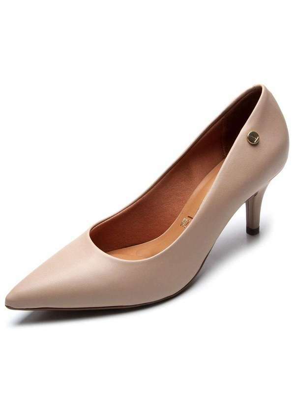Vizzano - Scarpin Vizzano Salto Medio Bico Fino Feminino Bege