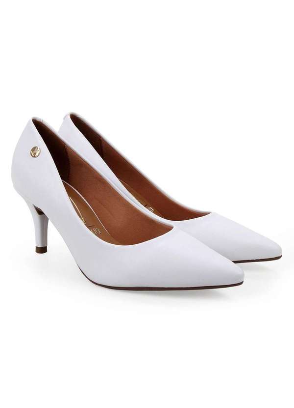 Vizzano - Scarpin Vizzano Salto Medio Bico Fino Feminino Branco