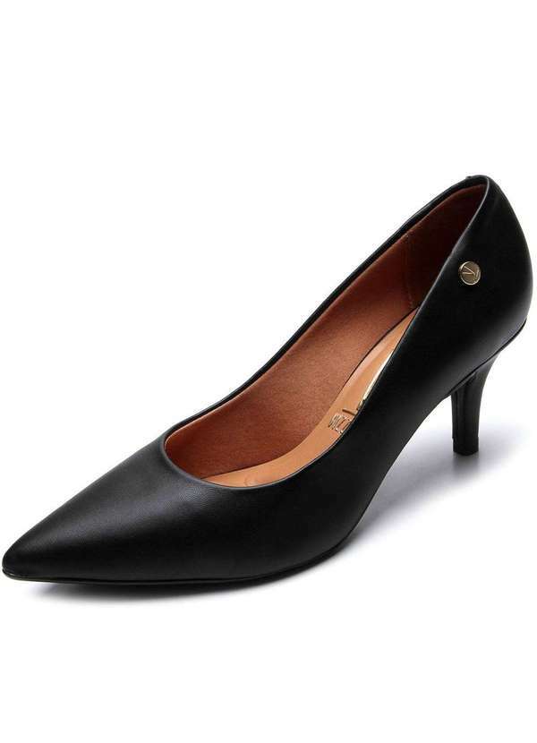 Vizzano - Scarpin Vizzano Salto Medio Bico Fino Feminino - Preto Preto