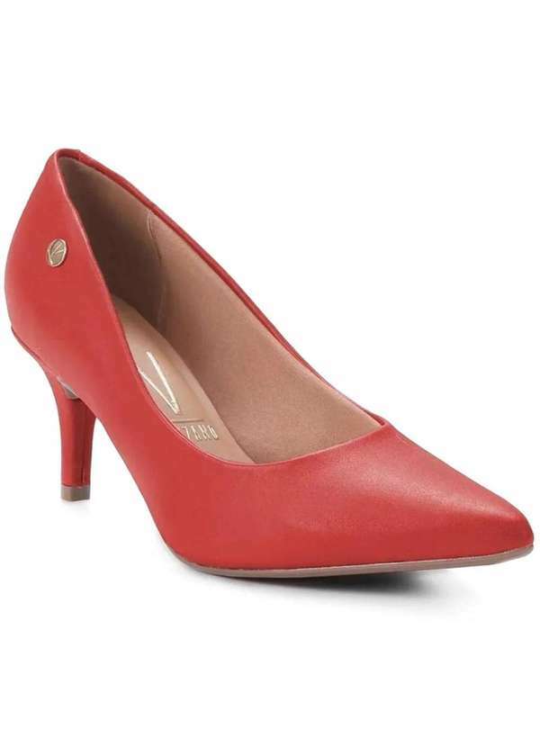 Vizzano - Scarpin Vizzano Salto Medio Bico Fino Feminino Vermelho