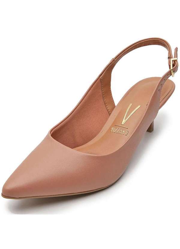 Vizzano - Scarpin Vizzano Slingback Bico Fino Salto Baixo Nude