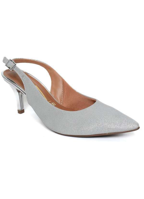 Vizzano - Scarpin Vizzano Slingback Gliter Salto Fino Medio Prata