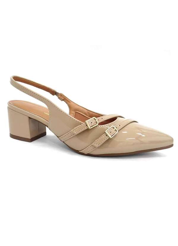 Vizzano - Scarpin Vizzano Slingback Salto Bloco Bege