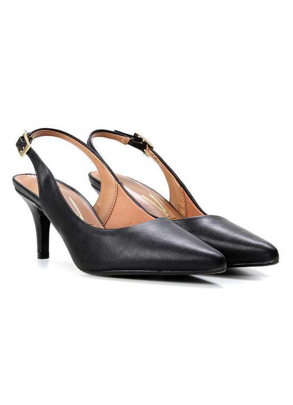 Vizzano - Scarpin Vizzano Slingback Salto Fino Medio Preto