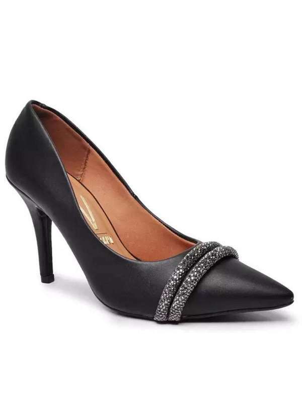Vizzano - Scarpin Vizzano Tira Strass Salto Alto Preto