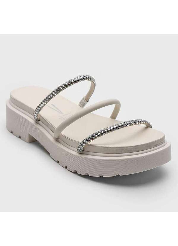Vizzano - Tamanco Papete Vizzano Tiras Strass Flatform Branco