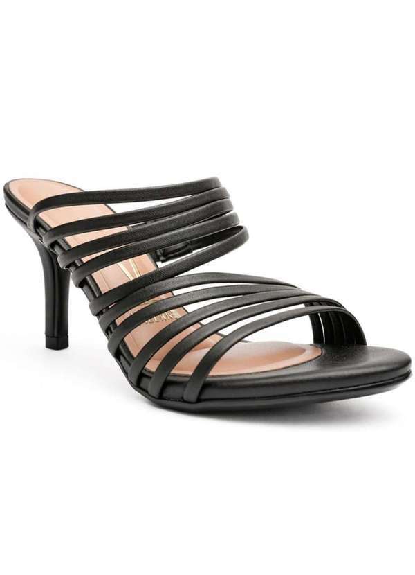 Vizzano - Tamanco Vizzano Salto Alto Tiras Feminino Preto