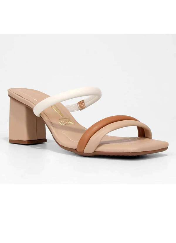 Vizzano - Tamanco Vizzano Salto Medio Feminino Bege
