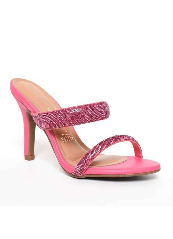 Vizzano - Tamanco Vizzano Tiras Strass Salto Alto Rosa
