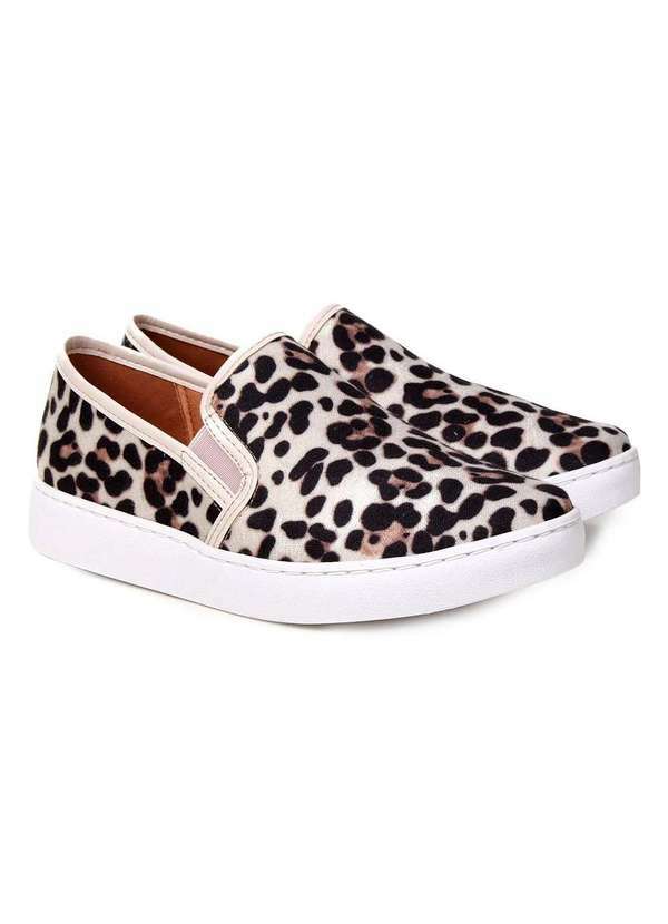Vizzano - Slip On Vizzano Animal Print Onca Feminino Bege