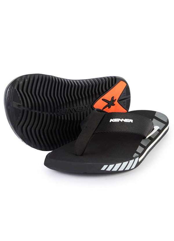Kenner - Chinelo Kenner Kick S Up Masculino - Preto e Branco Preto