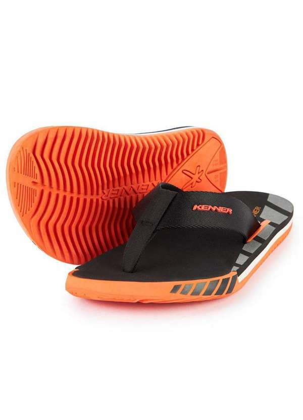 Kenner - Chinelo Kenner Kick S Up Masculino - Preto e Laranja Preto