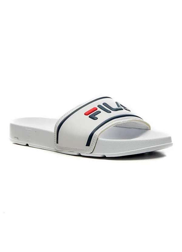 Fila - Chinelo Slide Fila Drifter Stripes Masculino - Branco e Marinho Branco