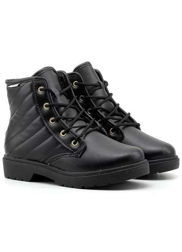 Molekinha - Bota Coturno Infantil Molekinha Costuras Menina Preto